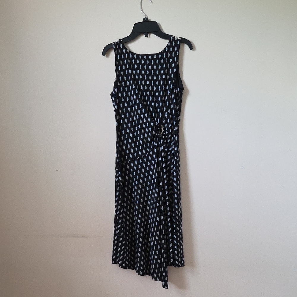 Ivanka Trump Navy and White Asymmetrical Dress